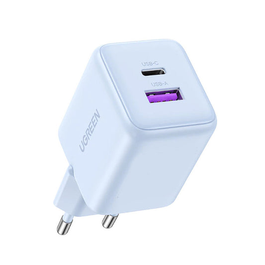 UGREEN X516 Netwerkoplader, 30W, 3A, 1 x USB-A - 1 x USB-C, Blauw