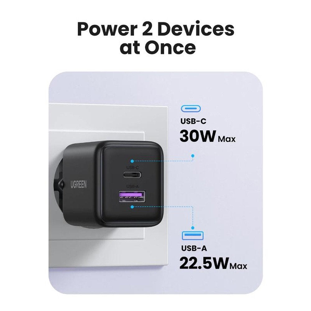 UGREEN X516 Netwerkoplader, 30W, 3A, 1 x USB-A - 1 x USB-C, Roze