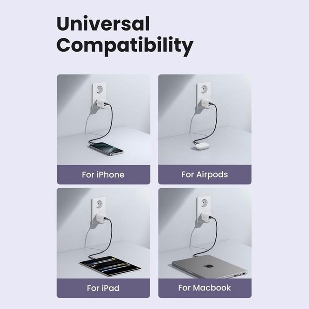 UGREEN X516 Netwerkoplader, 30W, 3A, 1 x USB-A - 1 x USB-C, Roze