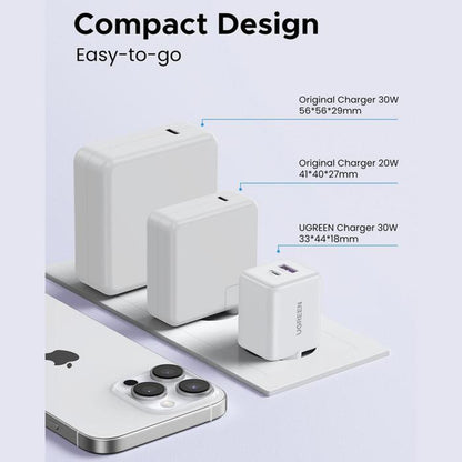 UGREEN X516 Netwerkoplader, 30W, 3A, 1 x USB-A - 1 x USB-C, Roze