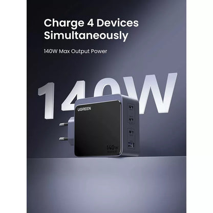 UGREEN X570 Nexode S Netwerkoplader, 140W, 5A, 1 x USB-A - 3 x USB-C, Gri