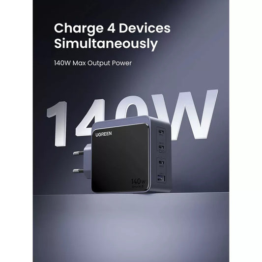 UGREEN X570 Nexode S Netwerkoplader, 140W, 5A, 1 x USB-A - 3 x USB-C, Gri