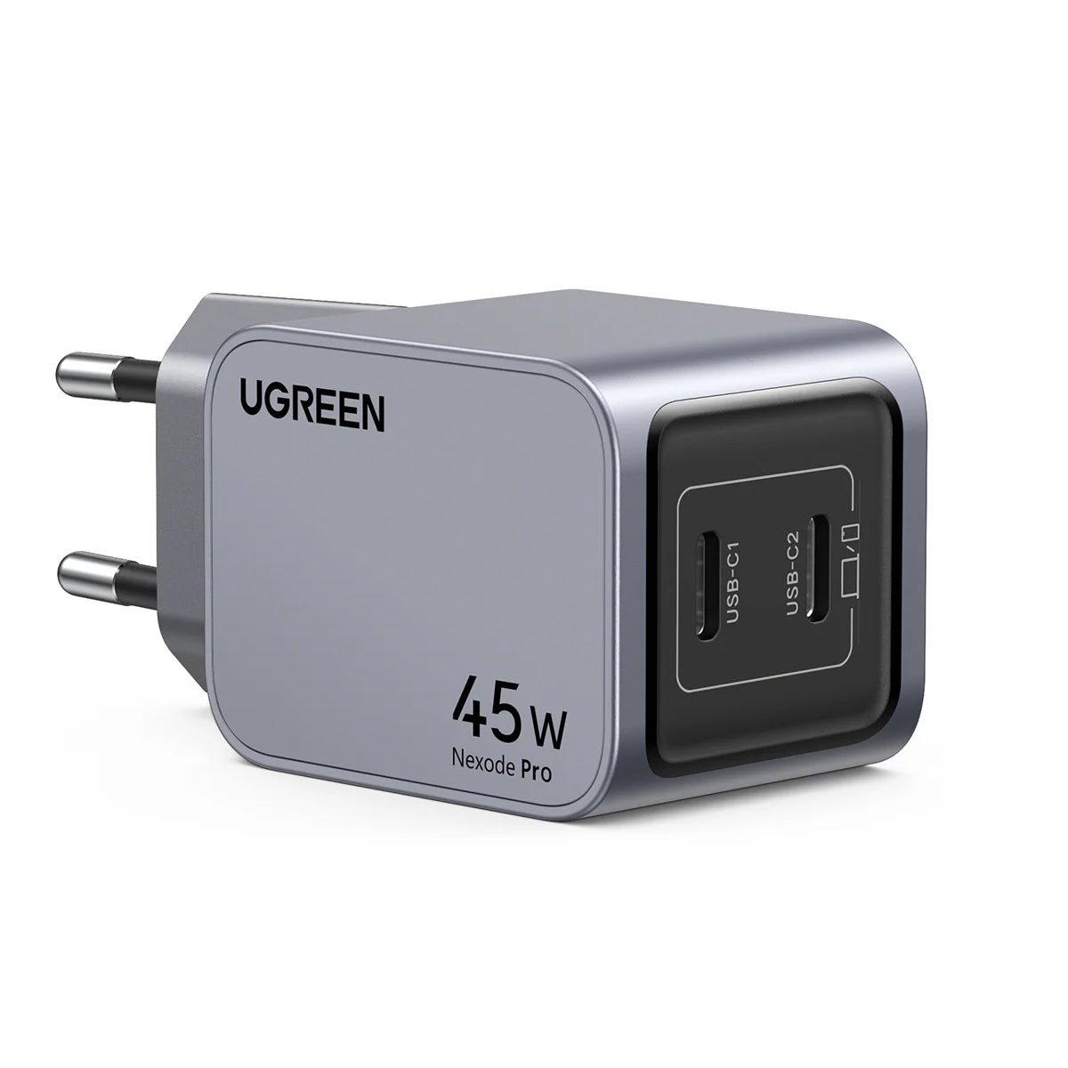 Netwerklader UGREEN X707 Nexode Pro, 45W, 3A, 2 x USB-C, Grijs 