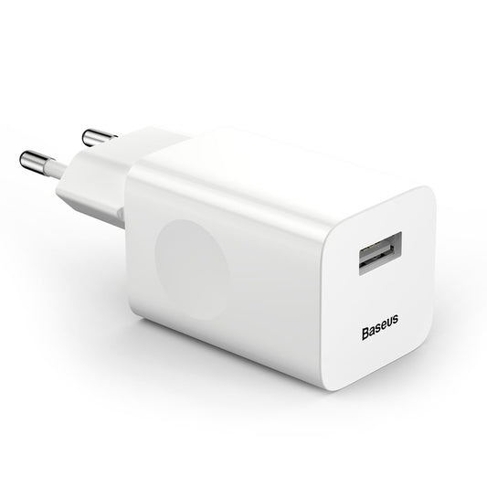 Baseus Netwerkoplader, 24W, 3A, 1 x USB-A, Wit CCALL-BX02