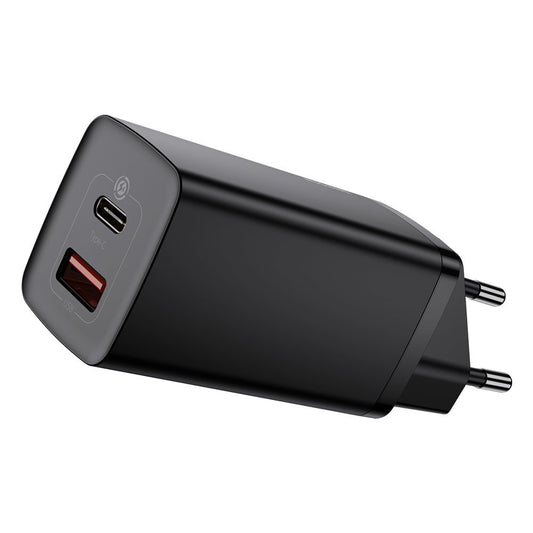 Baseus GaN2 Lite Netwerkoplader, 65W, 3A, 1 x USB-A - 1 x USB-C, Zwart CCGAN2L-B01 