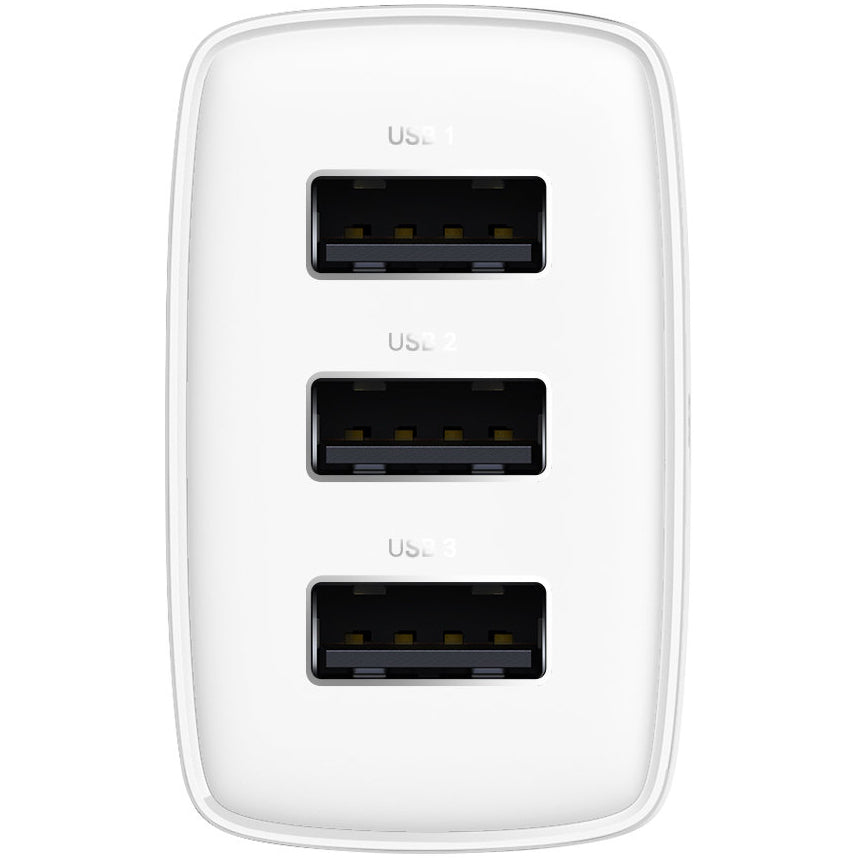 Baseus Compact Network Charger 3U, 17W, 2.1A, 3 x USB-A, White CCXJ020102