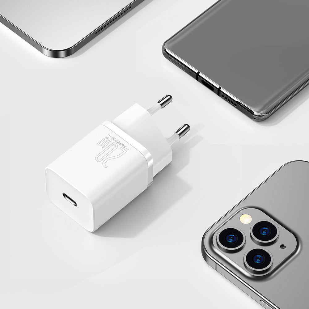 Network Charger Baseus Super Si, 20W, 3A, 1 x USB-C, White CCSUP-B02