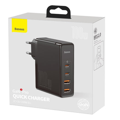 Netwerklader Baseus GaN2 Pro, 100W, 5A, 2 x USB-A - 2 x USB-C, Zwart CCGAN2P-L01