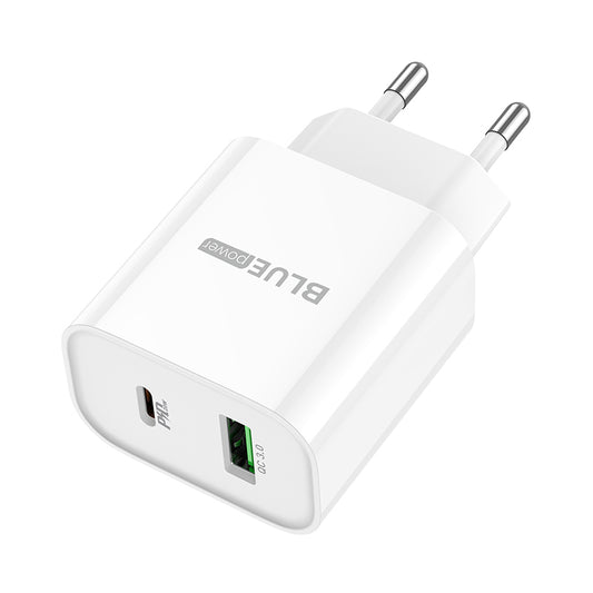 Netwerkoplader BLUE Power BC80A, 20W, 3A, 1 x USB-A - 1 x USB-C, Wit