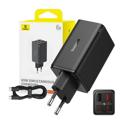 USB-C netwerkoplader Baseus GaN 6 Pro, 65W, 3.25A, 2 x USB-A - 2 x USB-C, zwart P10162701113113-00 