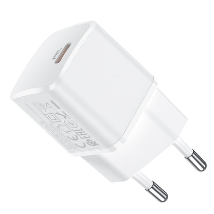 HOCO N10 Wall Charger, 20W, 3A, 1 x USB-C, White 