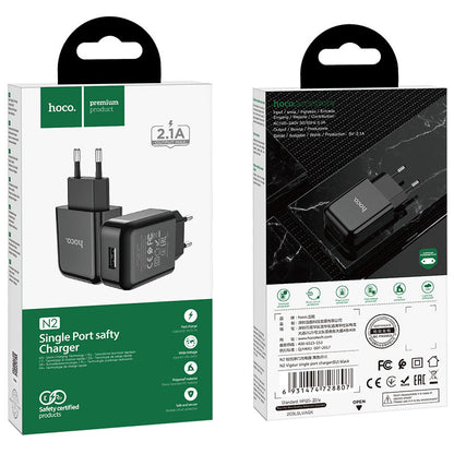 HOCO N2 Netlader, 10W, 2A, 1 x USB-A, Zwart