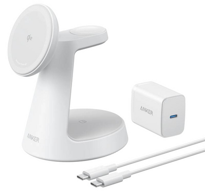 Draadloze netlader Anker MagGo 3in1, 15W, 1.67A, Wit B25M4G21