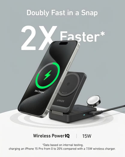 Anker MagGo 3in1 Draadloze Netwerkoplader, 15W, 1.67A, Zwart B2557311