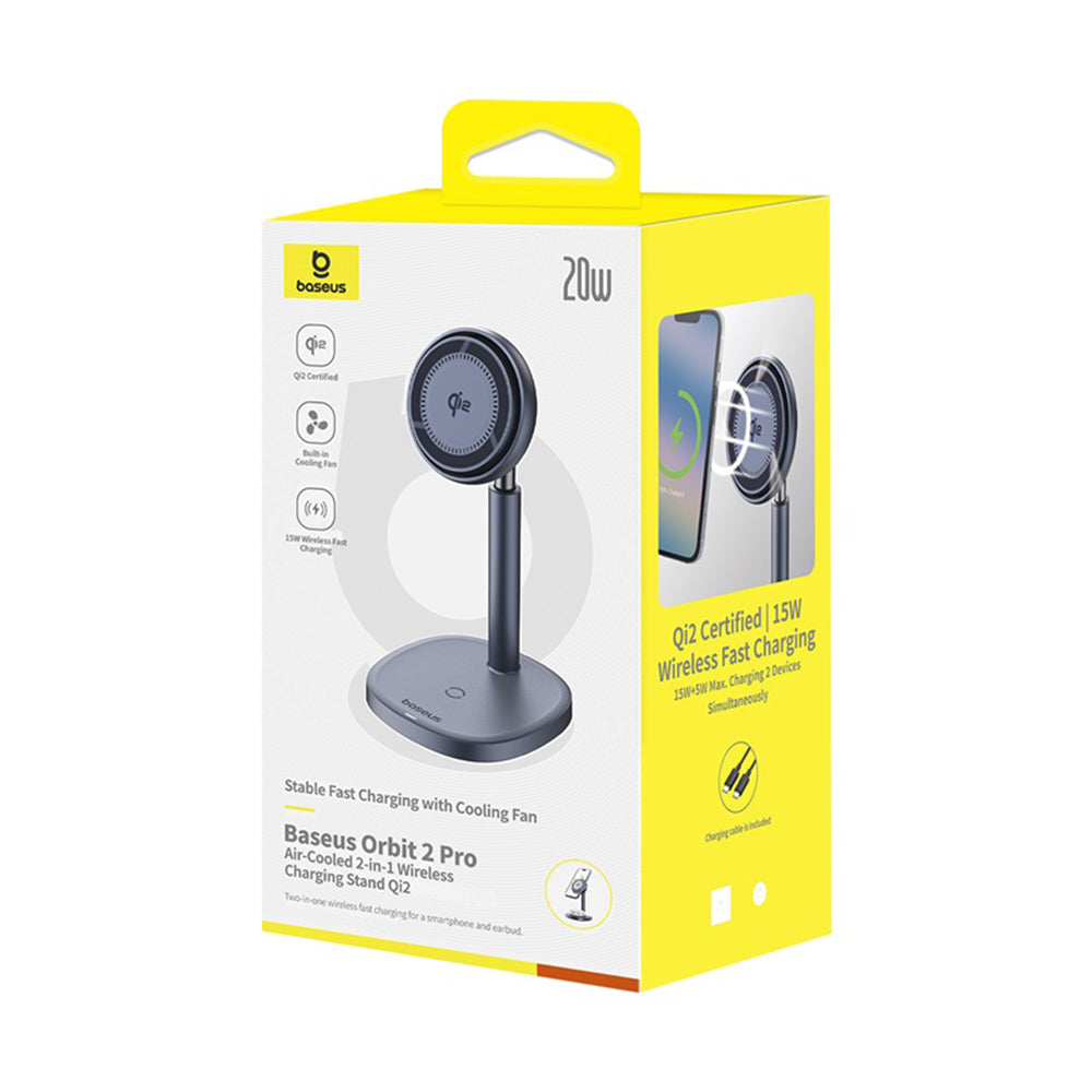 Baseus Orbit 2 Pro 2in1 Draadloze Netwerkoplader, 20W, 1.67A, Grijs P10273500813-00