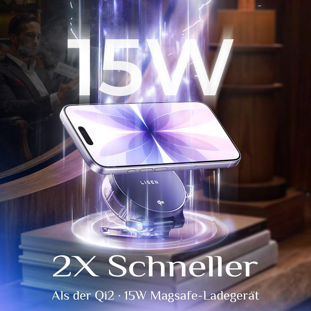 Draadloze Netwerkoplader Lisen W602 2in1, 15W, 1.67A, Zwart YL0324090008