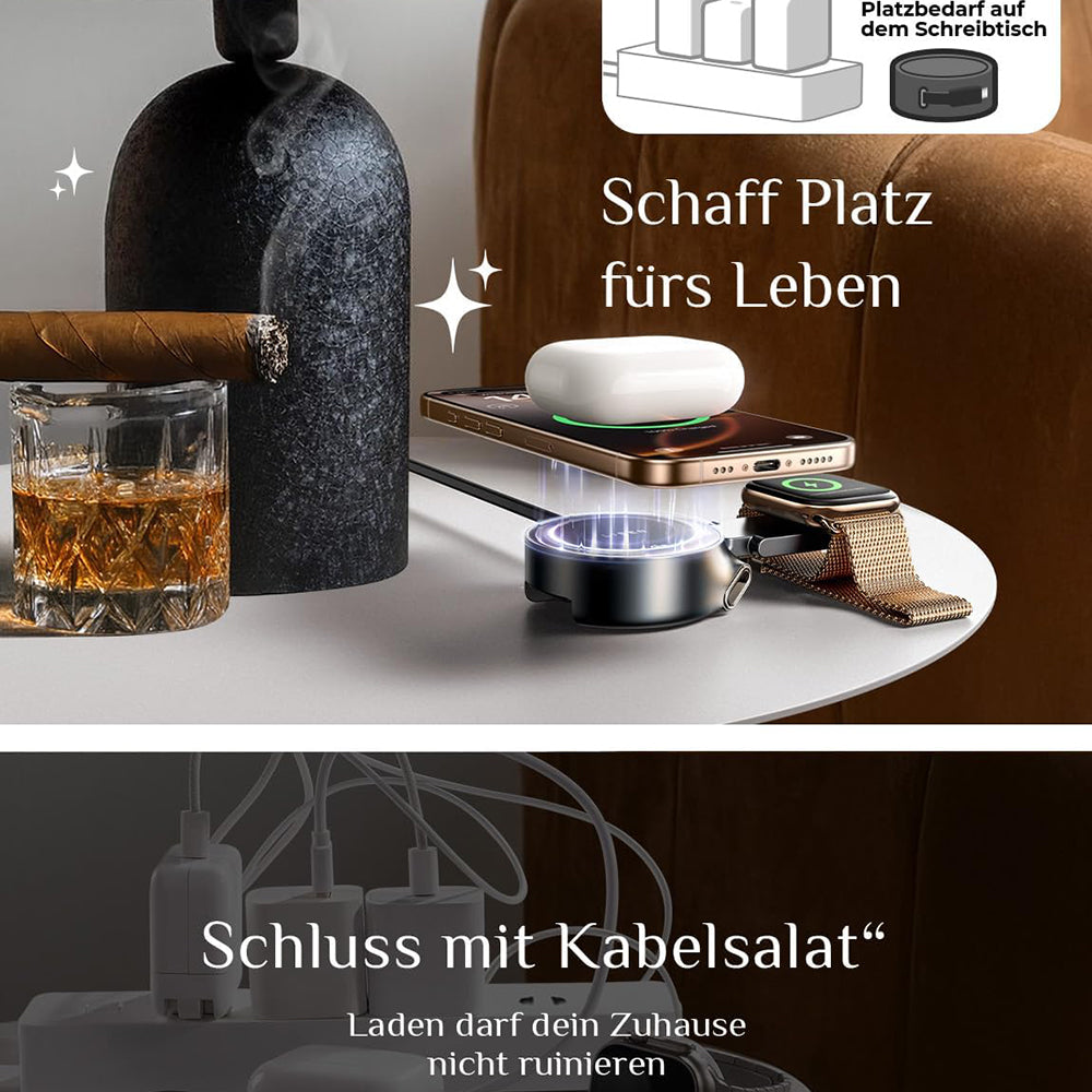 Draadloze Netwerkoplader Lisen W103 3in1, 7.5W, 1.1A, Zwart YL0324090008