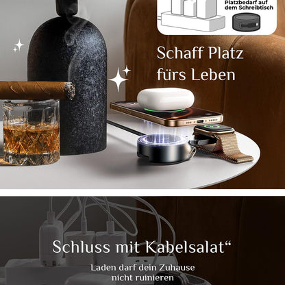 Draadloze Netwerkoplader Lisen W103 3in1, 7.5W, 1.1A, Zwart YL0324090008