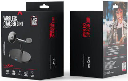 MaXlife MXWC-03 3in1 Wireless Network Charger, 15W, 1.67A, Black