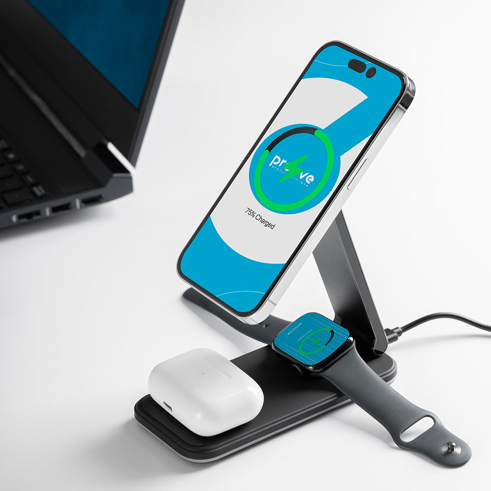 Draadloze Netwerkoplader Proove Energy Fold 3in1, 15W, 1.67A, Zwart WSEF15010001