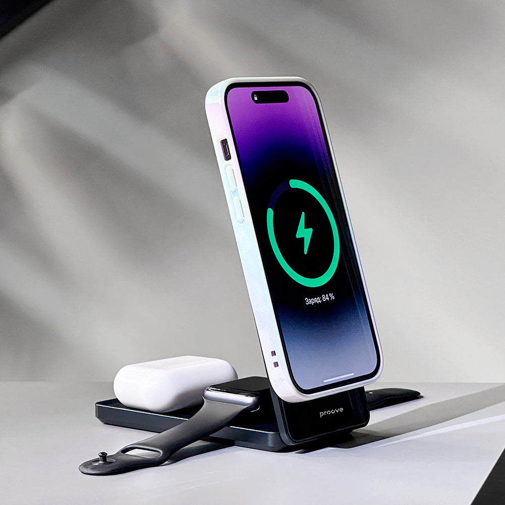 Draadloze Netwerkoplader Proove Metal Edge 3in1, 15W, 1.67A, Grijs WSME15010003