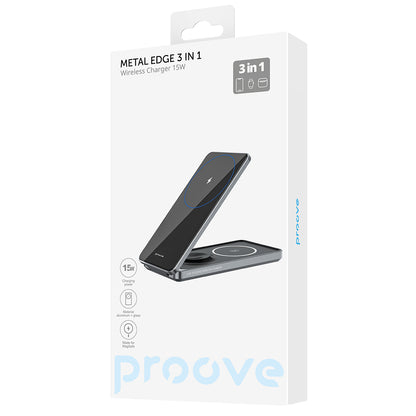 Draadloze Netwerkoplader Proove Metal Edge 3in1, 15W, 1.67A, Grijs WSME15010003