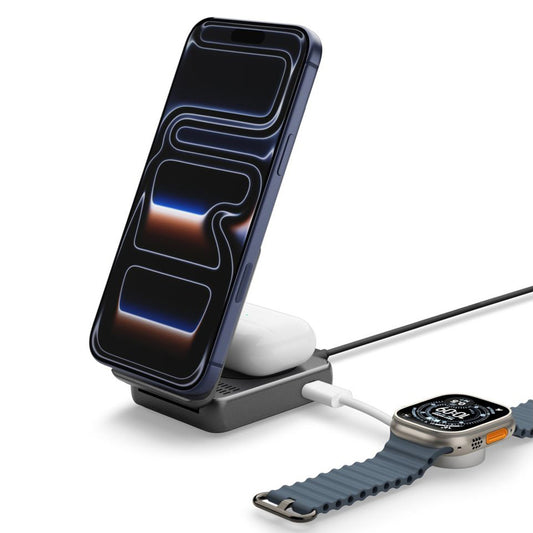 Draadloze Netwerkoplader Spigen EF302MOQ 3in1, 25W, 1 x USB-C, Gri