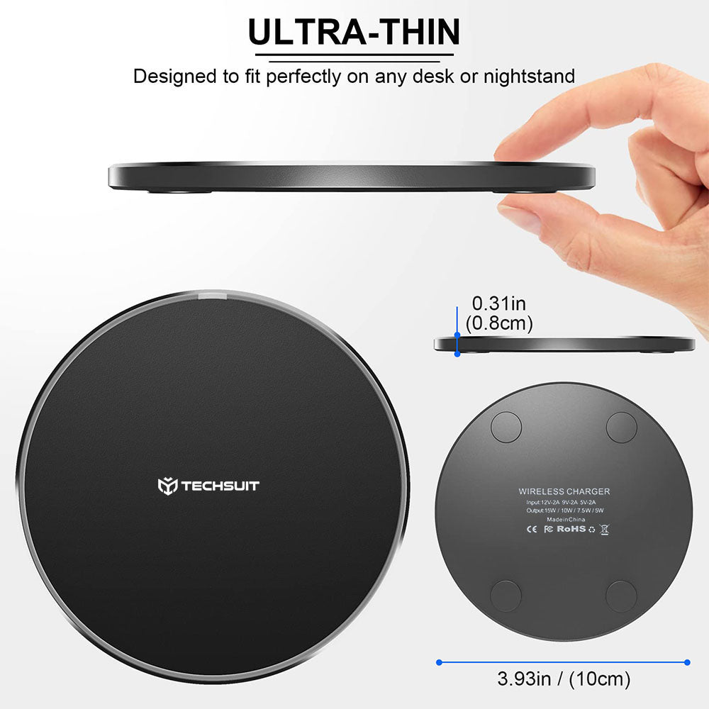 Draadloze Netwerkoplader Techsuit CHWR031 Premium, 15W, 1.67A, Wit