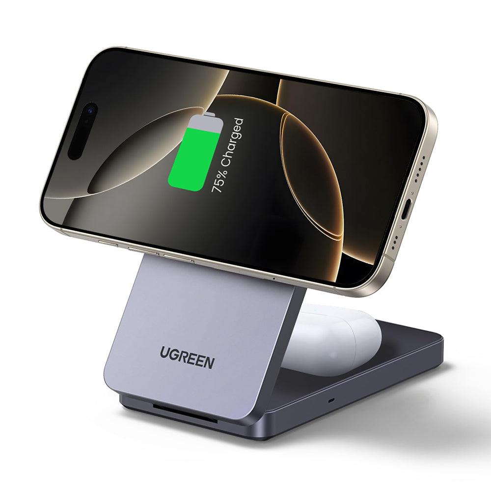 UGREEN W528 2in1 Draadloze Netwerkoplader, 20W, 1.67A, Zwart