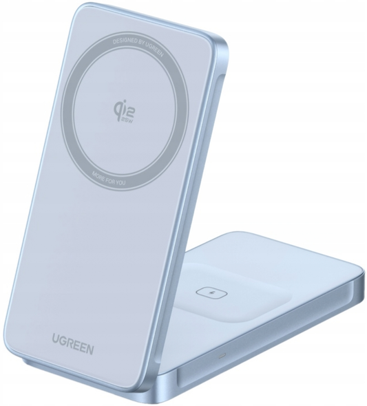 Draadloze Netlader UGREEN MagFlow 2in1, 25W, Blauw, Herverpakt