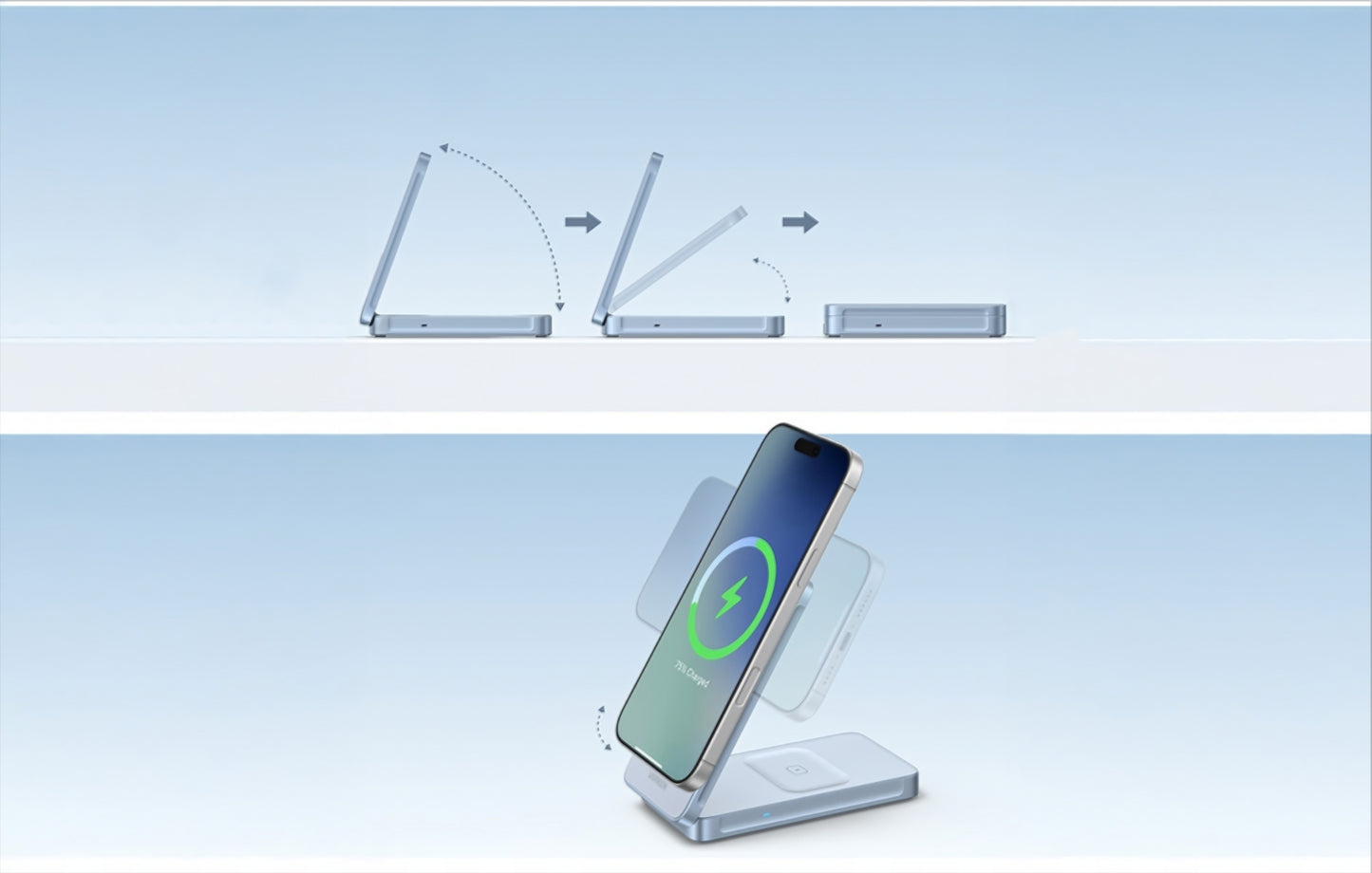 UGREEN MagFlow 2in1 Draadloze Netwerkoplader, 25W, Blauw