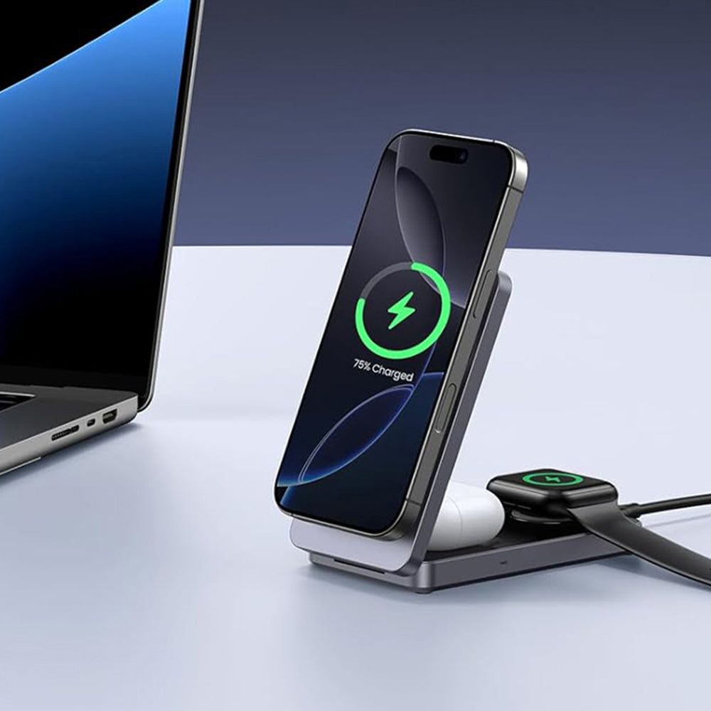 UGREEN W707 3in1 Draadloze Netwerkoplader, 25W, 1.67A, Grijs