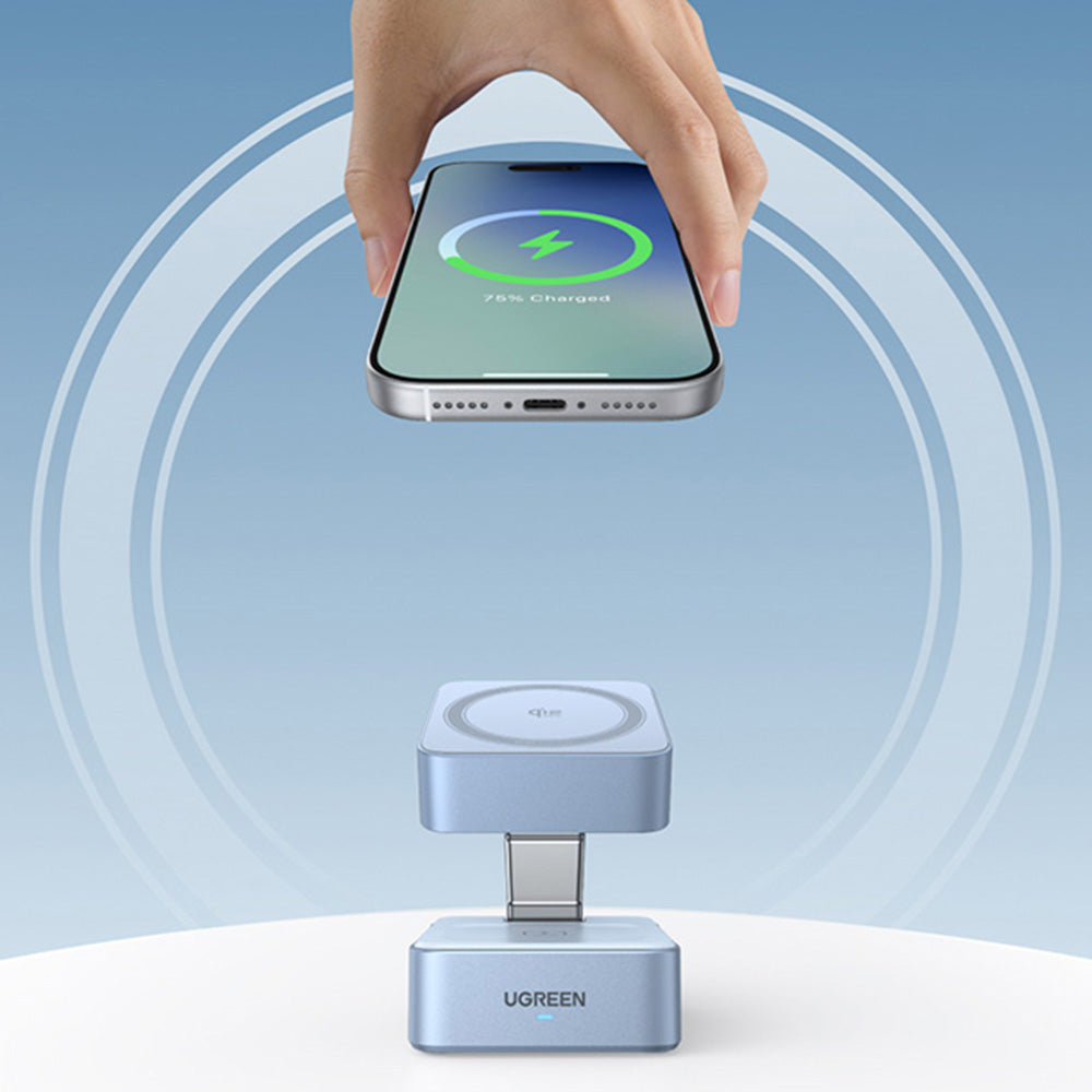 Draadloze Netwerkoplader UGREEN W752 2in1, 35W, 3A, 1 x USB-C, Blauw