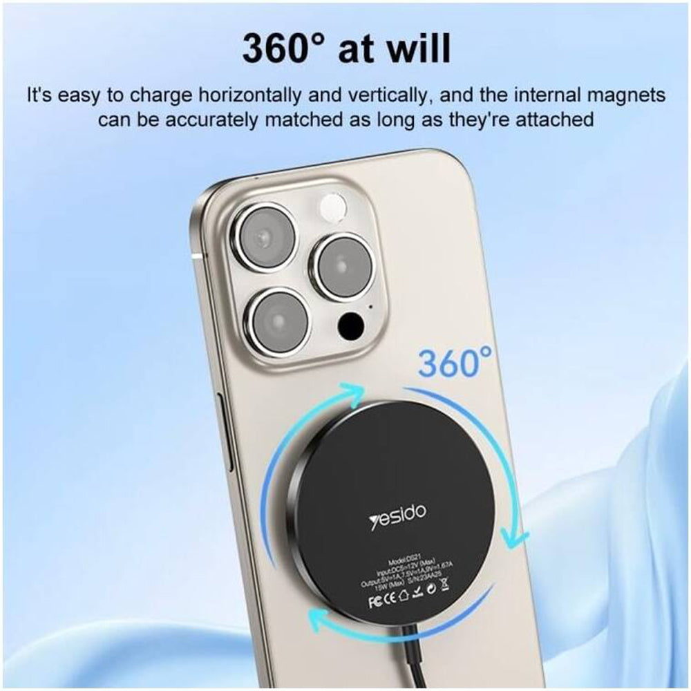 Draadloze Netwerkoplader Yesido DS21, 15W, 1.67A, Zwart