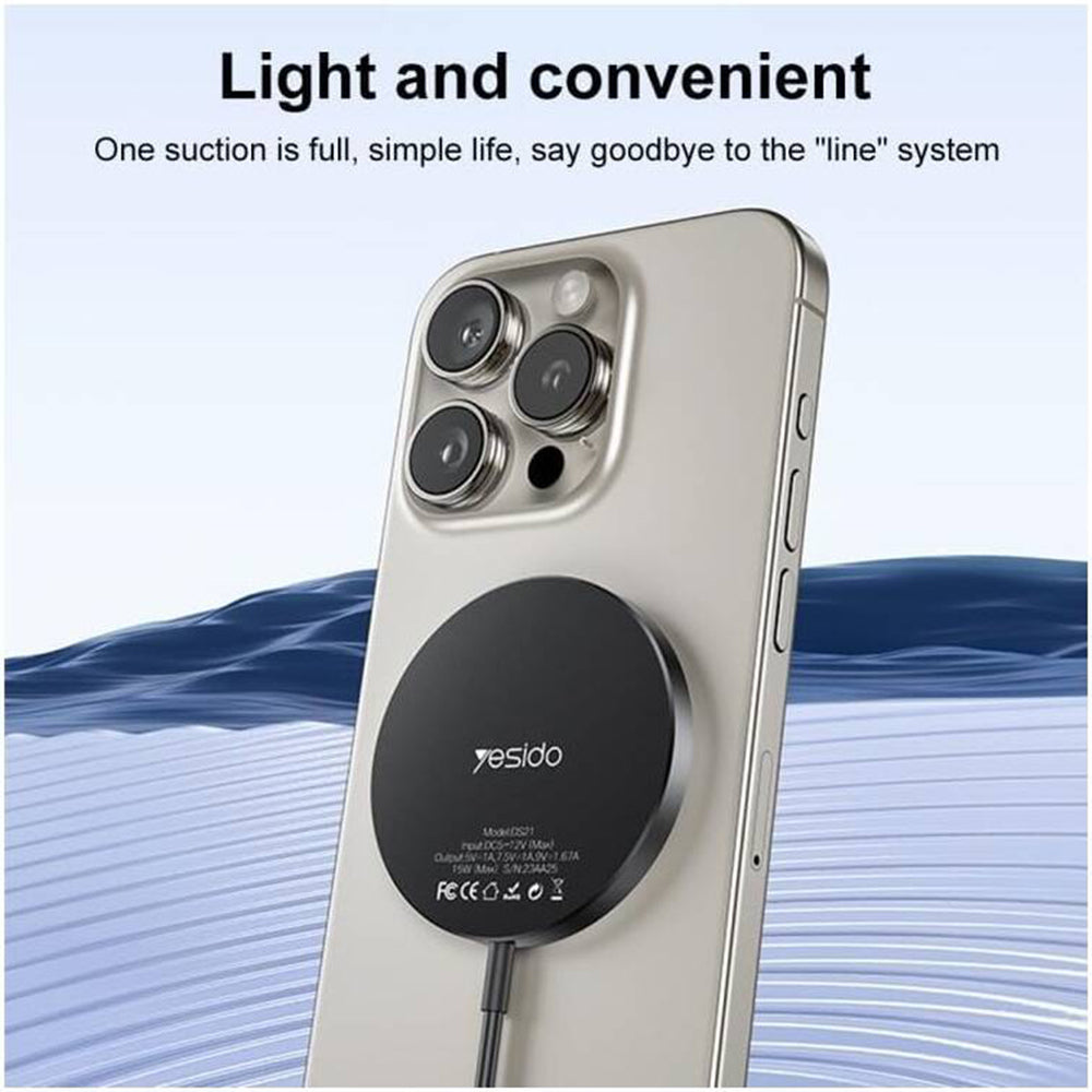 Draadloze Netwerkoplader Yesido DS21, 15W, 1.67A, Zwart