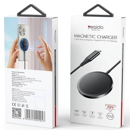 Draadloze Netwerkoplader Yesido DS21, 15W, 1.67A, Zwart