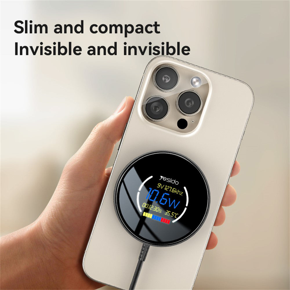 Draadloze Netwerkoplader Yesido DS28 Display, 15W, 1.67A, Zwart