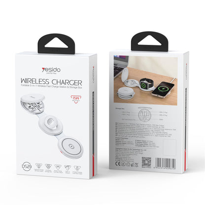 Draadloze Netwerkoplader Yesido DS29 5in1, 15W, 1.67A, Wit