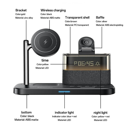 Draadloze Netwerkoplader Yesido DS37 Display 3in1, 25W, 1.67A, Zwart