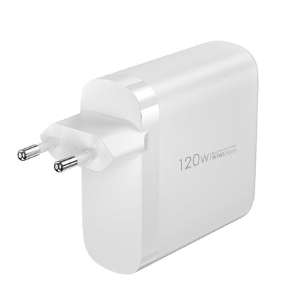 Netwerkoplader WiWu Wi-U020, 120W, 3A, 1 x USB-A - 3 x USB-C, Wit 