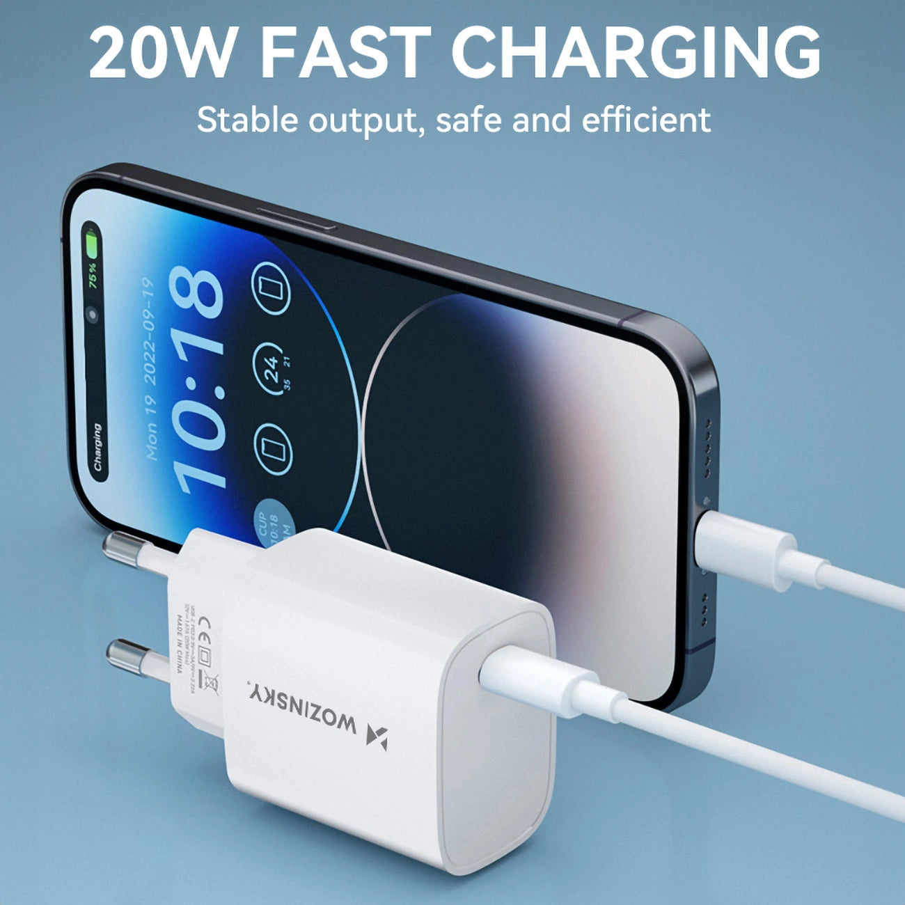 Netlader WZK WGWCCW, 20W, 3A, 1 x USB-C, Wit