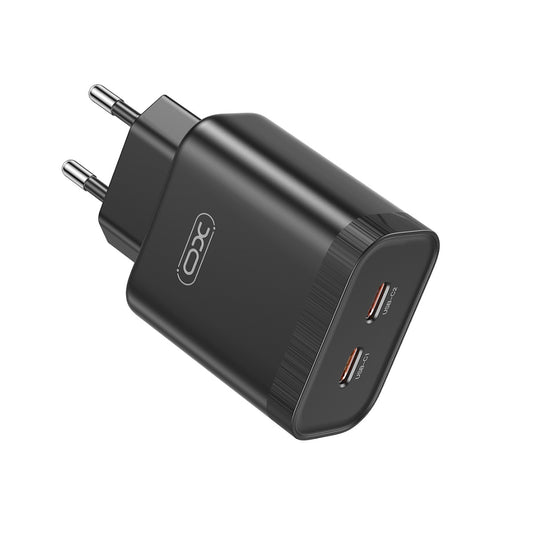 XO Design L105 Power Adapter, 35W, 3A, 2 x USB-C, Black