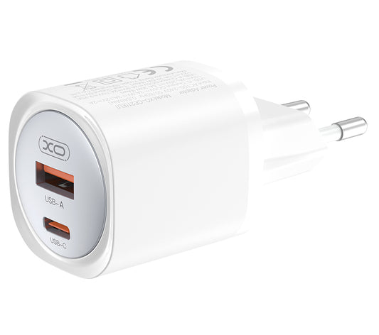 Netwerkoplader XO Design CE21, 30W, 3A, 1 x USB-A - 1 x USB-C, Wit