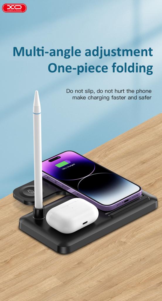 Draadloze Netwerkoplader XO Design WX033 4in1, 15W, 1.67A, Zwart