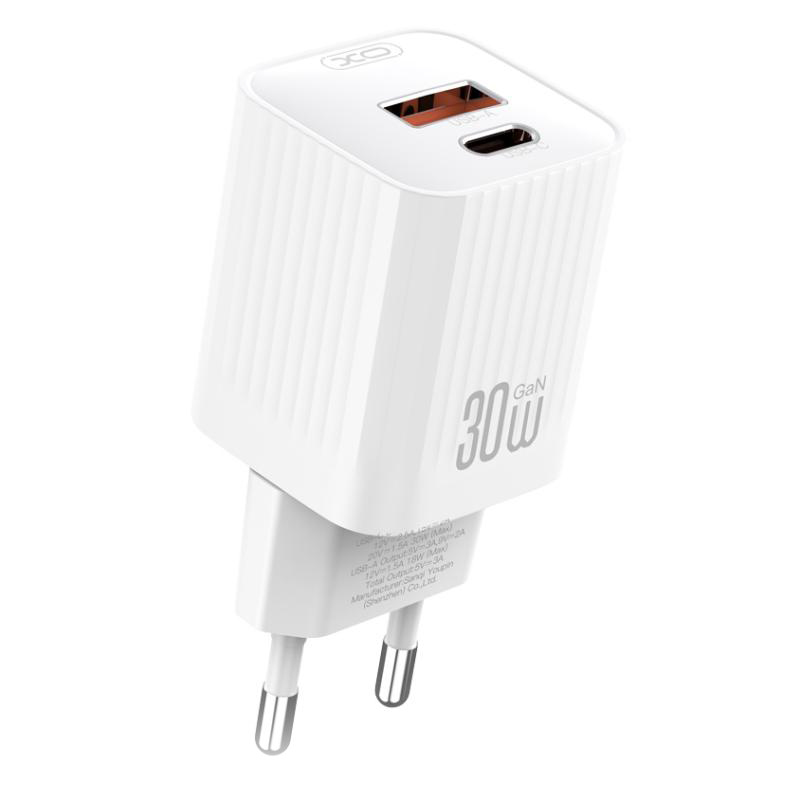 Netlader XO Design L149, 30W, 3A, 1 x USB-A - 1 x USB-C, Wit