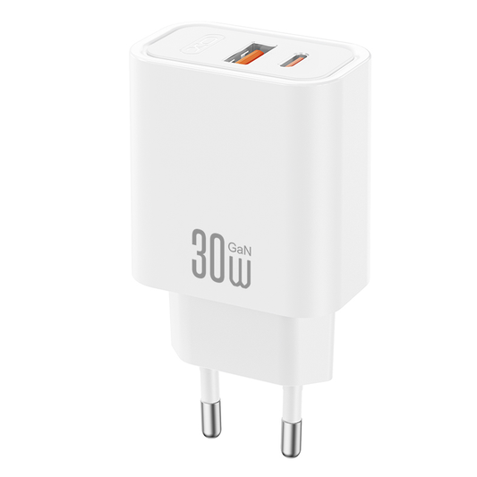 Netlader XO Design CE42, 30W, 3A, 1 x USB-A - 1 x USB-C, Wit