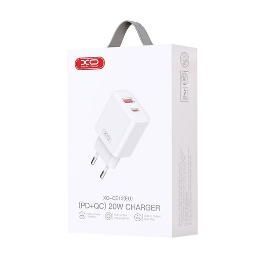Netwerkoplader XO Design BPCE12, 20W, 3A, 1 x USB-A - 1 x USB-C, Wit