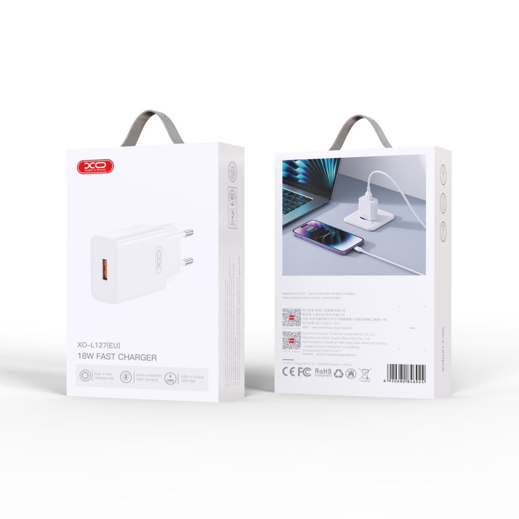Netwerkoplader XO Design L127, 18W, 3A, 1 x USB-A, Wit