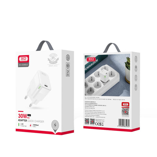 Netwerkoplader XO Design CE06, 30W, 3A, 1 x USB-C, Wit