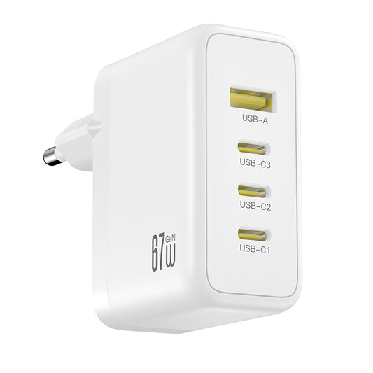 Netlader XO Design CE39, 67W, 3A, 1 x USB-A - 3 x USB-C, Wit